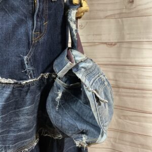 しずく型デニムリメイクバッグ（ジーンズハギレ活用）
