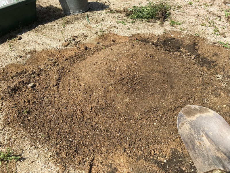 土を盛り上げて作りたい鉢の逆さまの形に。