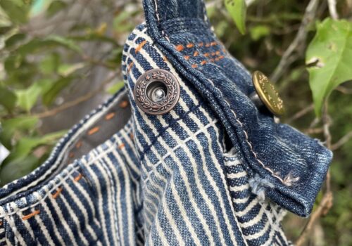 オーダーいただいたヒッコリーストライプのショルダーバッグ