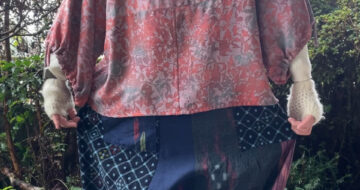 着物地リメイクつぎはぎゆったりパンツ