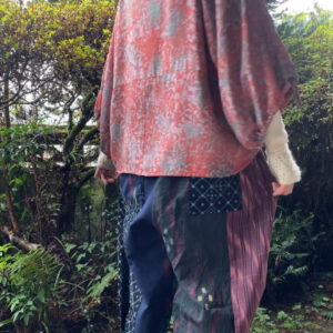 着物地リメイクつぎはぎゆったりパンツ