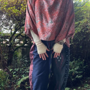 着物地リメイクつぎはぎゆったりパンツ