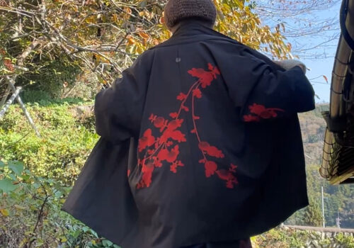 絵羽織をコートにリメイク