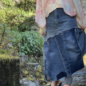 デニムリメイク変形ティアードスカート#ジーンズリメイク