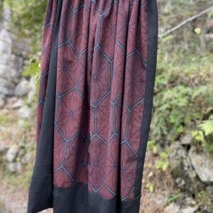 麻の葉模様の紗の着物と黒羽織でリバーシブルギャザースカート#着物リメイク