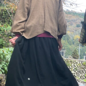 麻の葉模様の紗の着物と黒羽織でリバーシブルギャザースカート#着物リメイク
