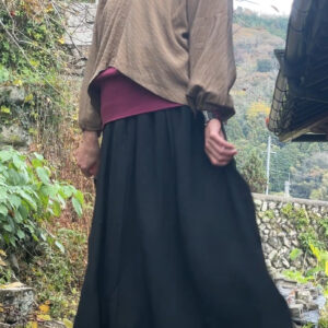 麻の葉模様の紗の着物と黒羽織でリバーシブルギャザースカート#着物リメイク