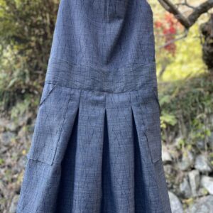 単の着物を大人も着られるローウエストのジャンパースカートに#着物リメイク