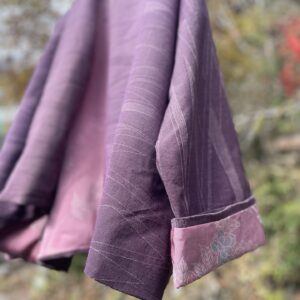 ピンクと紫の小紋ふたつでショートコート