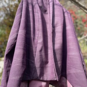 ピンクと紫の小紋ふたつでショートコート