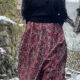 薔薇柄の銘仙で60歳でも着られるボリューム控えめバルーンスカート#着物リメイク
