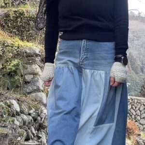 デニムパッチワークティアードスカート#デニムリメイク