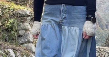 デニムパッチワークティアードスカート#デニムリメイク