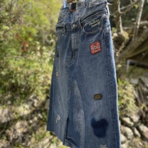 ジーンズ2本+α合体リメイクミッキーマウスデニムフレアスカート