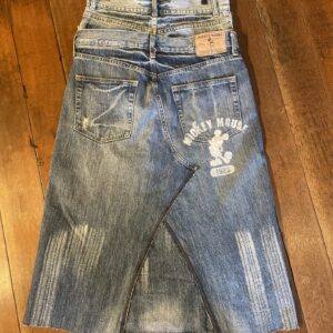 ジーンズ2本+α合体リメイクミッキーマウスデニムフレアスカート